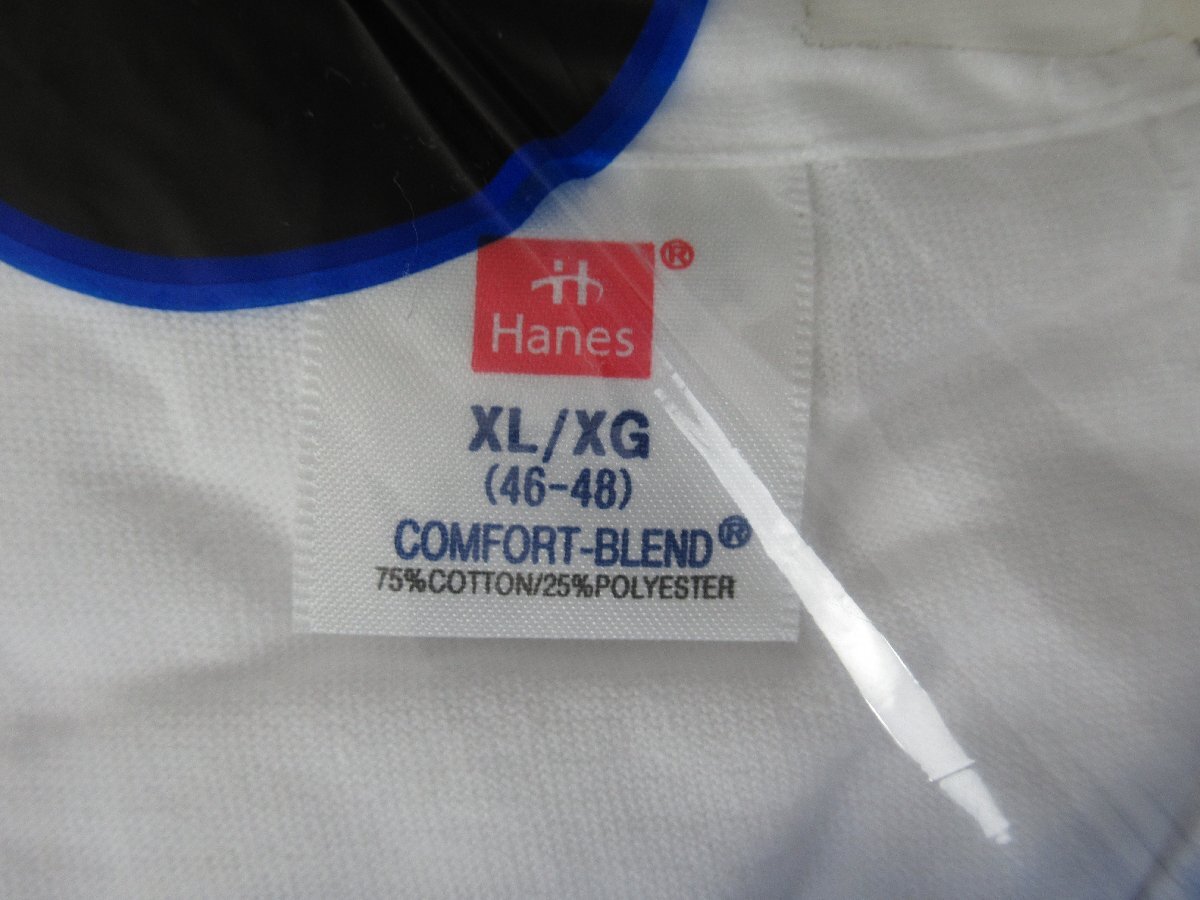 ②K. Hanes/ヘインズ 青ラベル Tシャツ 3枚パックサイズ XL/XG(46-48) コットン75％ ポリ25％ 1995年 未開封品_画像2