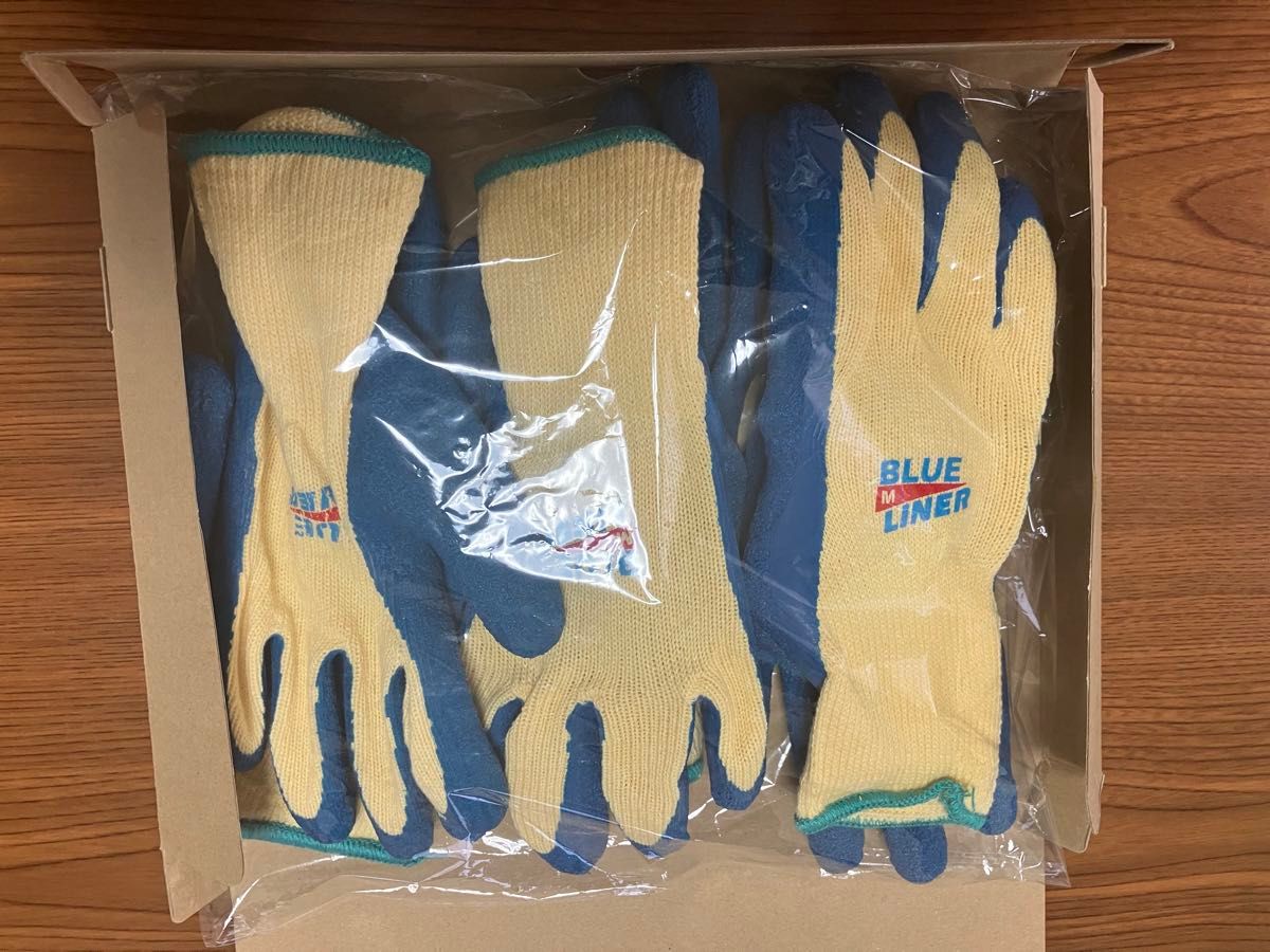 【未使用】東和コーポレーション　ブルーライナー　天然ゴム背抜き作業用手袋3枚組