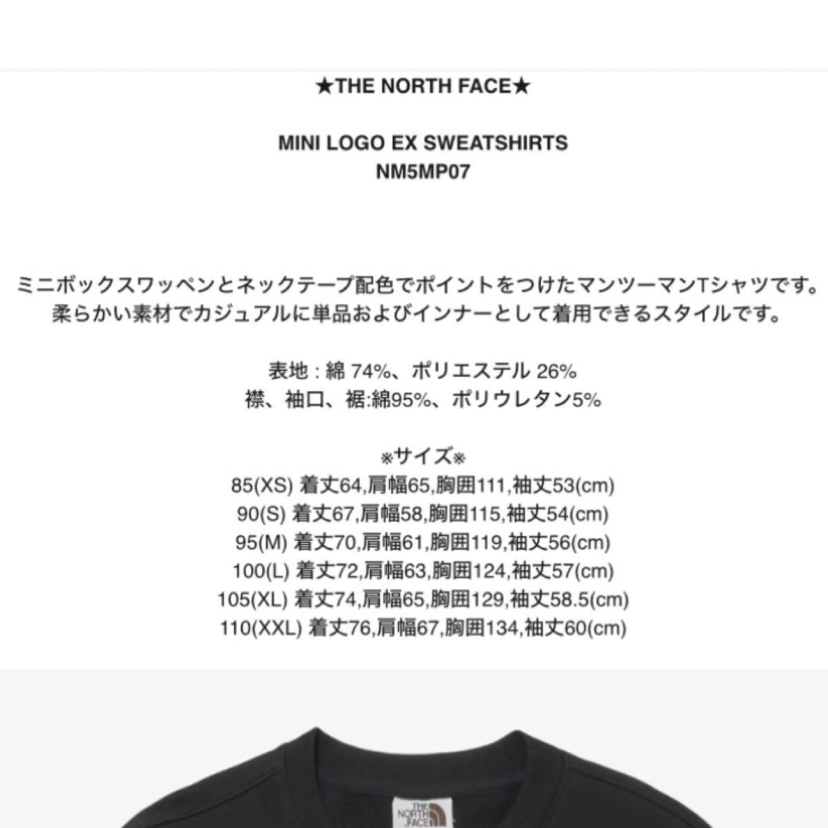 THE NORTH FACE 新品タグ付　Miniロゴ　トレーナースウェット　ノースフェイス　メンズXL 黒