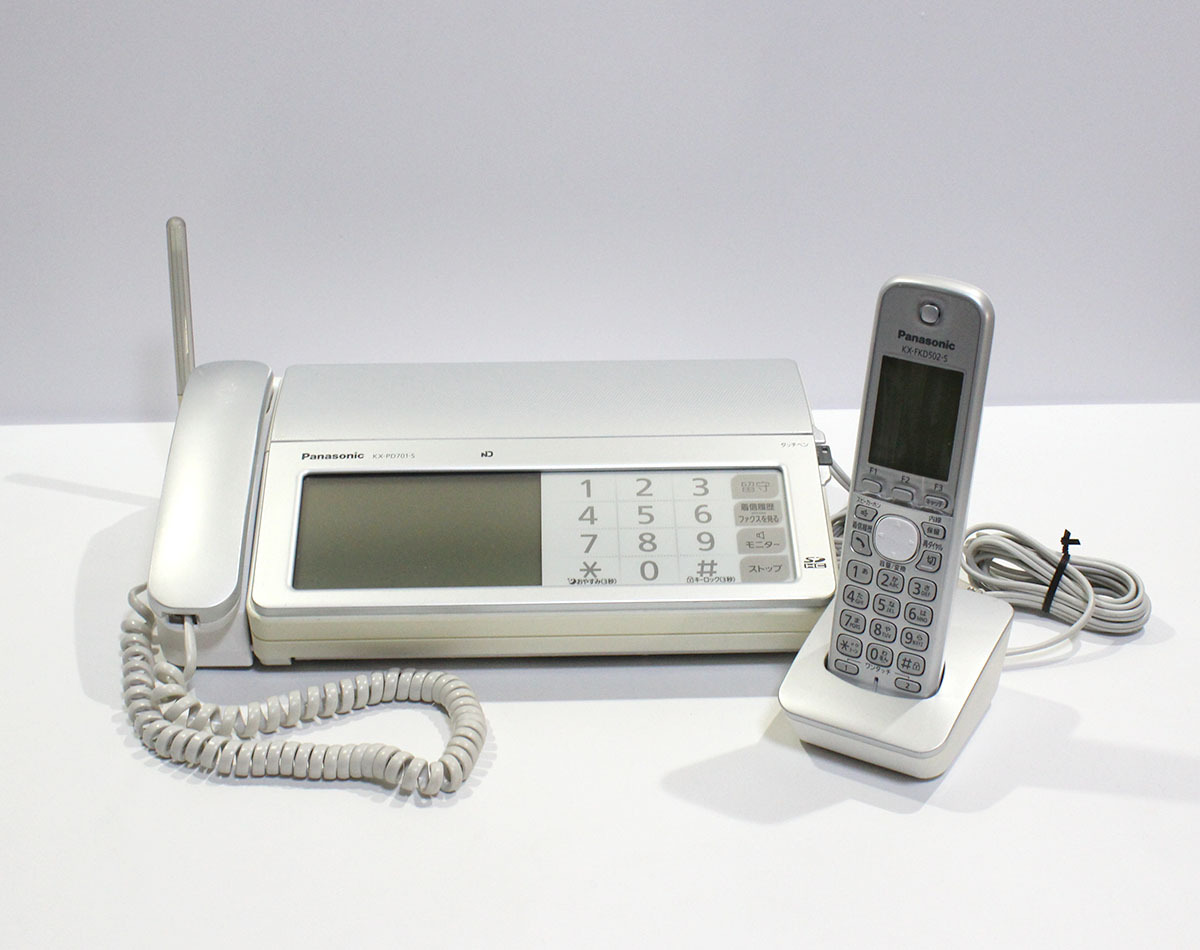 Panasonic パナソニック KX-PD701-S　FAX 電話機 パーソナルファクス 子機1台付 子機のバッテリー無し 中古 ya1053_画像1