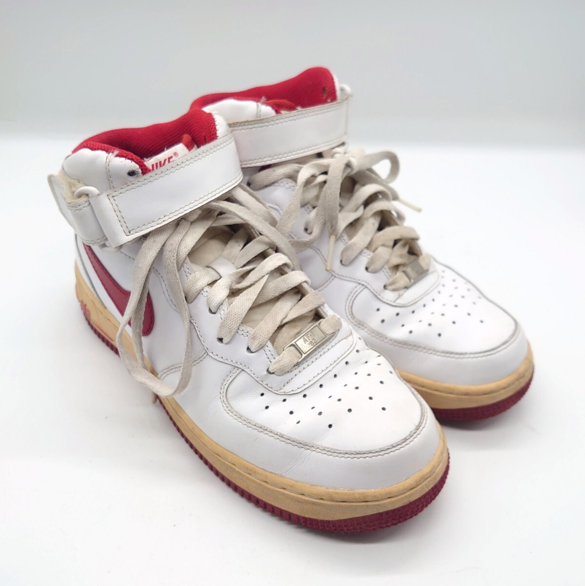 NIKE AIR FORCE 1 MID ナイキ エアフォース1 ミッド 315123-161 AF-1 ハイカット スニーカー ホワイト レッド ヴィンテージ レア tp-24x200_画像2