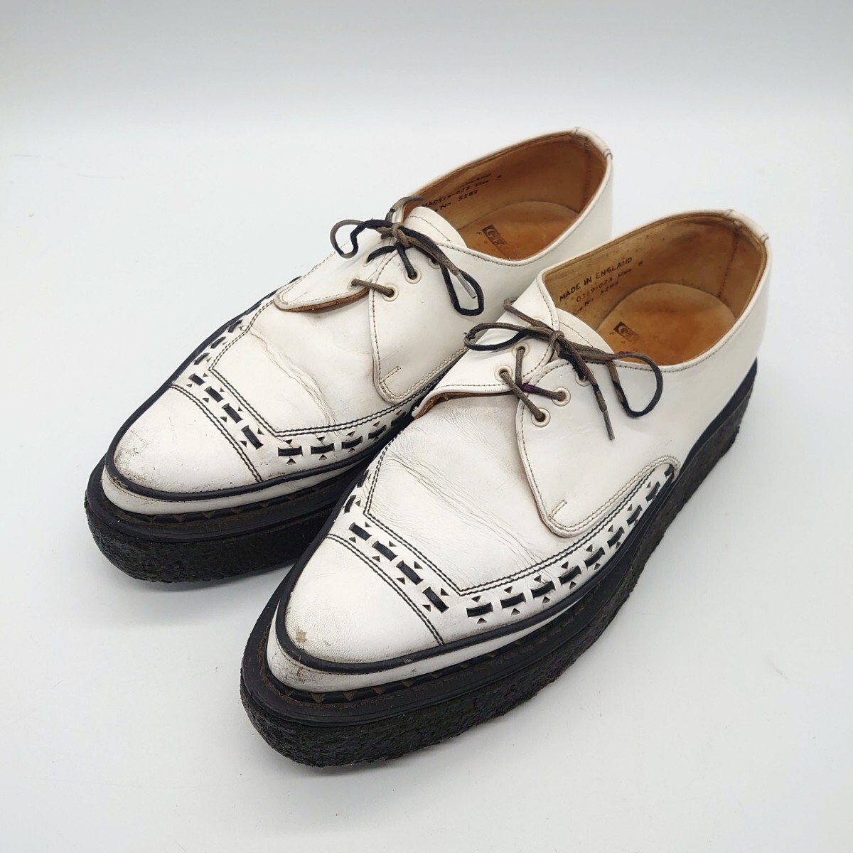 GEORGE COX ジョージコックス 5289 GIBSON ギブソン ラバーソール シューズ 靴 イングランド 英国製 ブラック ホワイト ブランド tp-24x290_画像1