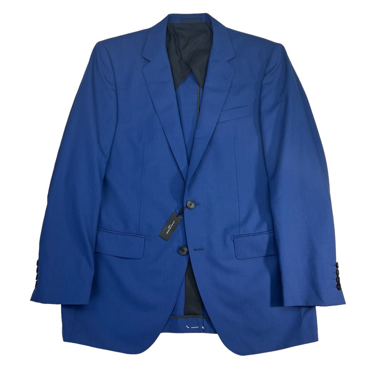 新品 JOHN PEARSE ジョンピアース シングル スーツ サイズAB6/L-XL相当 ブルー 未使用品 タグ付き 美シルエット リミテッドウール A2281_画像3