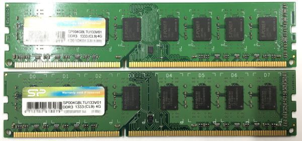 【4GB×2枚組】SP DDR3-1333 2R×8 計8G PC3-10600U 中古メモリー デスクトップ用 DDR3 即決 動作保証【送料無料】_画像2