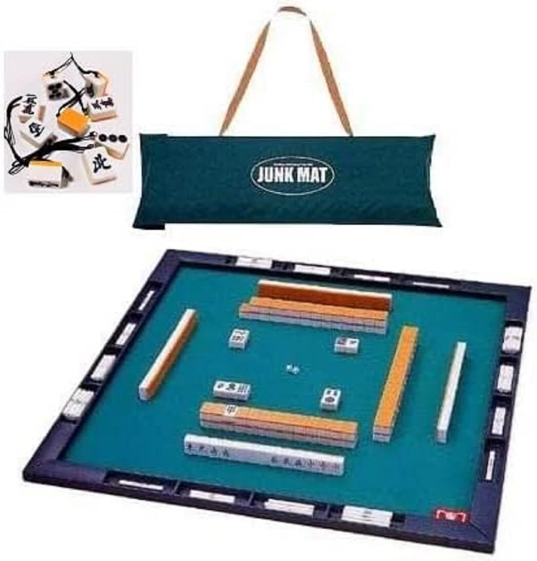 【新品】麻雀セット ジャンクマットさんご牌セット(牌ストラップ1個) コンパス・ハヤハヤ(点数計算シート)付