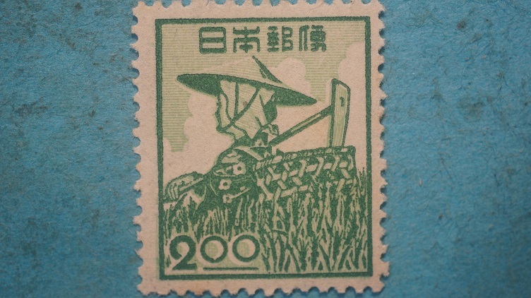 産業図案切手　２円　農婦　未使用NH美品　昭和すかしなし　４　_画像1