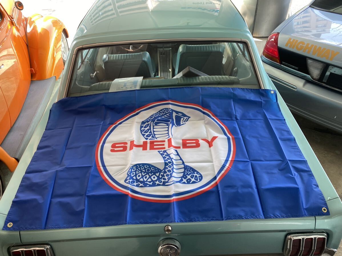 SHELBY ロゴ フォード コブラ バーナー フラッグ 旗 ガレージ アメリカン 装飾 看板 旗 グッツ ポスター インテリア 150×90 通し4つの画像1
