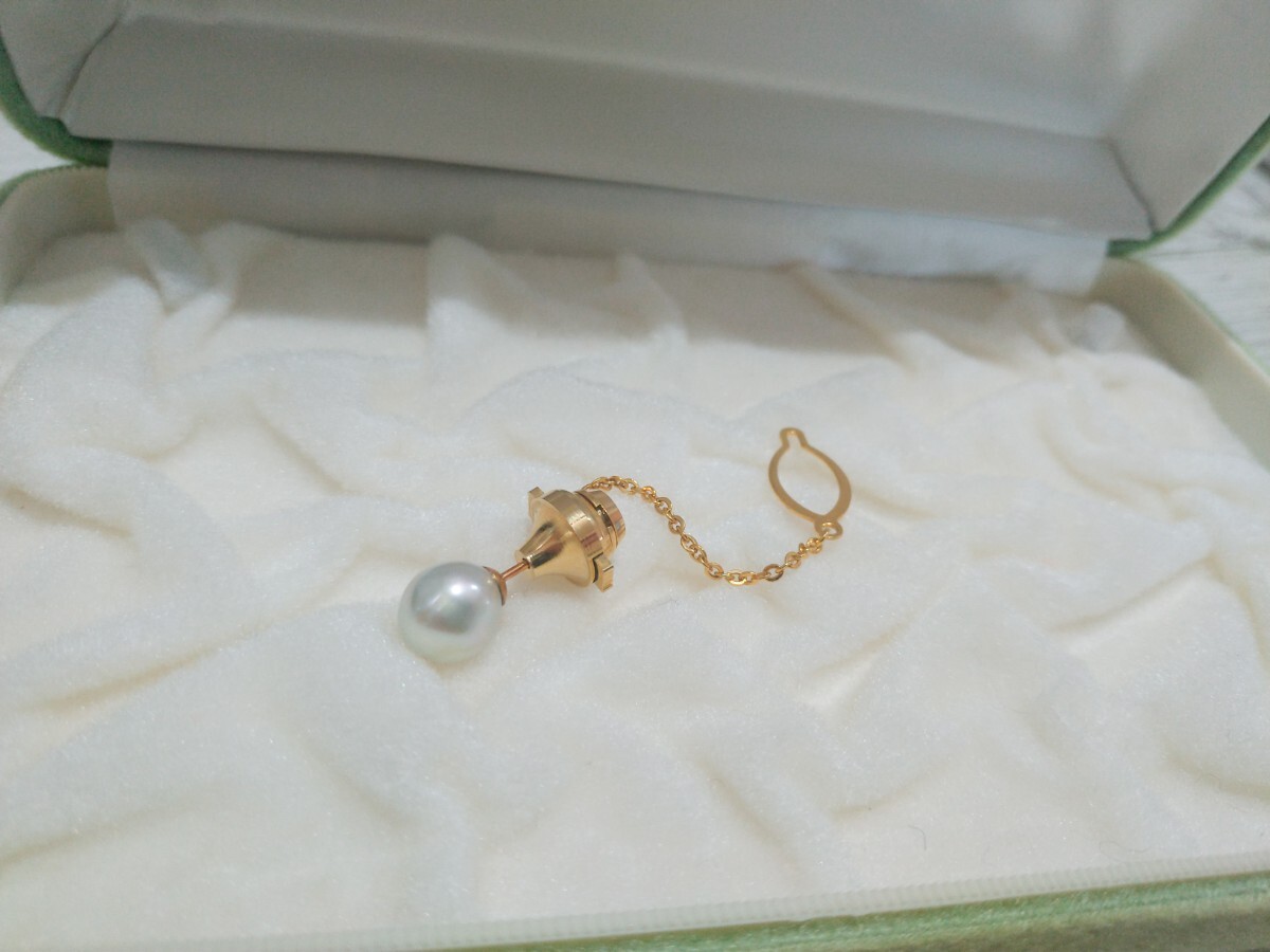 K18【 刻印有】真珠 ネクタイピン 真珠9mm  針の材質/K18  18金の画像5