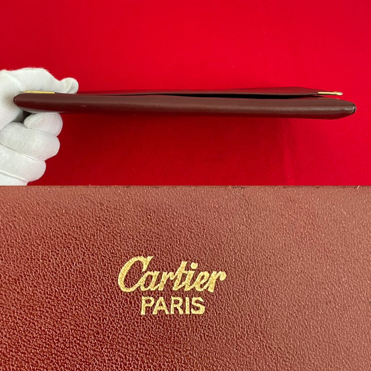 Cartier カルティエ ヴィンテージ クラッチバッグ レザー ボルドー セカンドバッグ _画像10