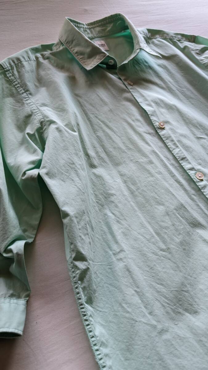 送料無料 TAKEO KIKUCHI タケオキクチ ペパーミントグリーン ワークシャツ ワンポイント 刺繍 七分袖 シャツ SHOP TKの画像6