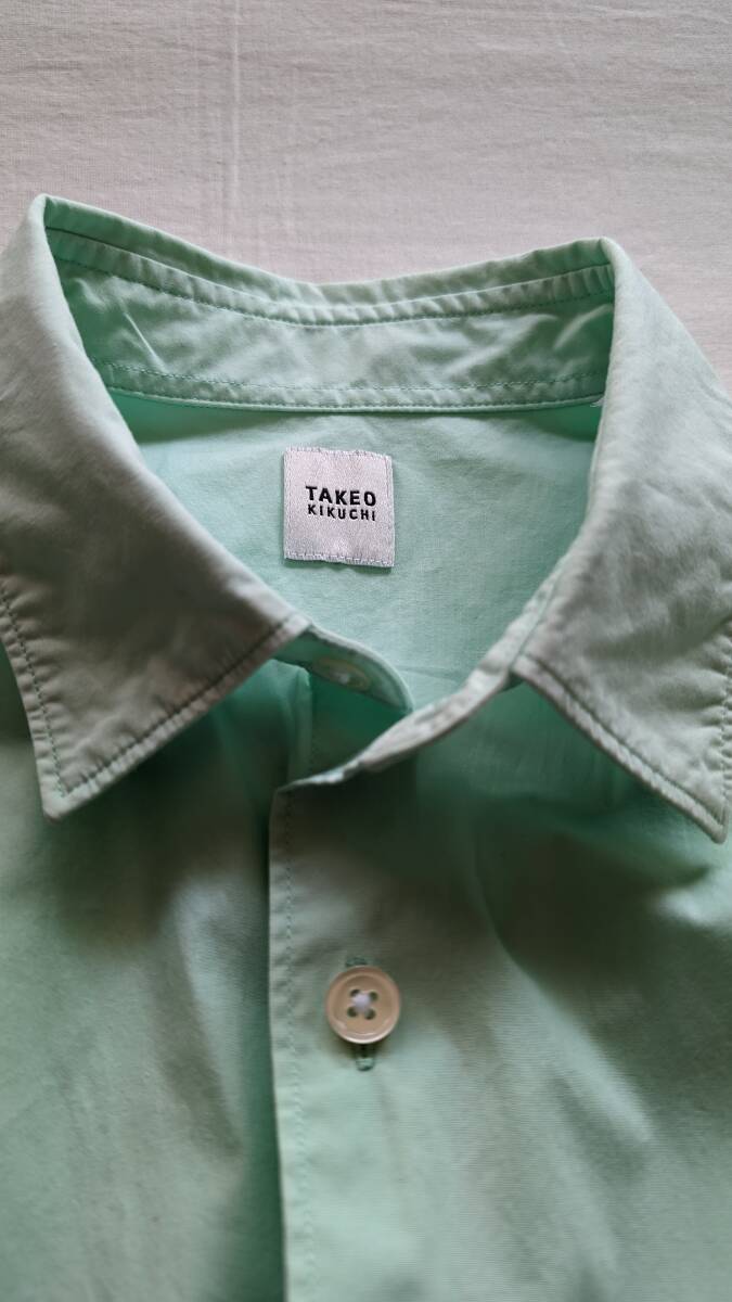 送料無料 TAKEO KIKUCHI タケオキクチ ペパーミントグリーン ワークシャツ ワンポイント 刺繍 七分袖 シャツ SHOP TKの画像2