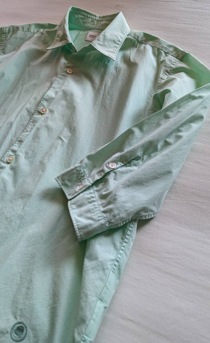 送料無料 TAKEO KIKUCHI タケオキクチ ペパーミントグリーン ワークシャツ ワンポイント 刺繍 七分袖 シャツ SHOP TKの画像5