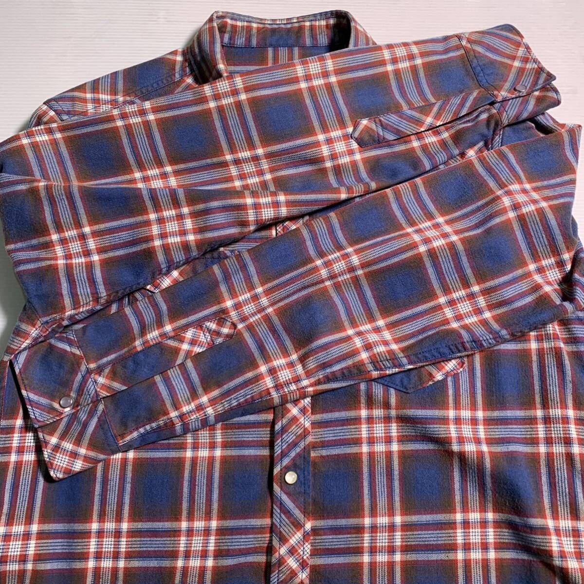 メンズビギ ビンテージ チェックシャツ ネルシャツ 長袖 スナップボタン Lサイズ ウエスタンシャツ