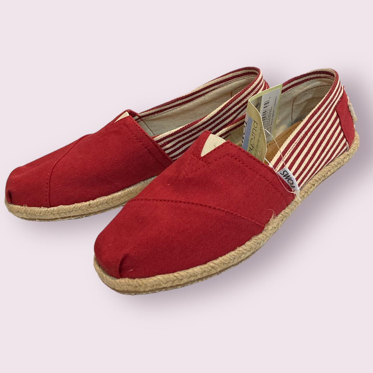 TOMS トムス　新品未使用　スリッポン　フラットシューズ　レッド　24.5_画像2