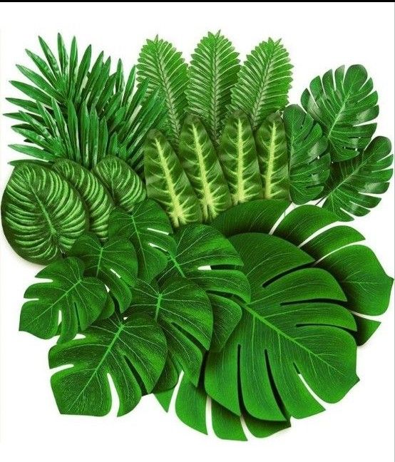78個 8種類の葉　熱帯のヤシの葉　モンステラの葉　装飾　人工植物