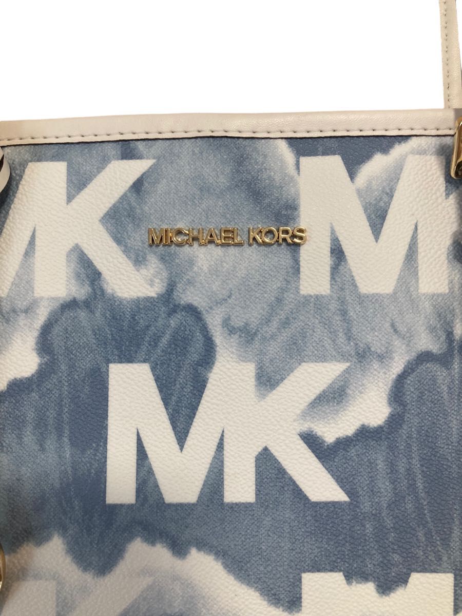 【新品未使用】マイケルコース トート ハンド バック ショルダー シグネチャー ブルー MICHAEL KORS 鞄 A4収納可