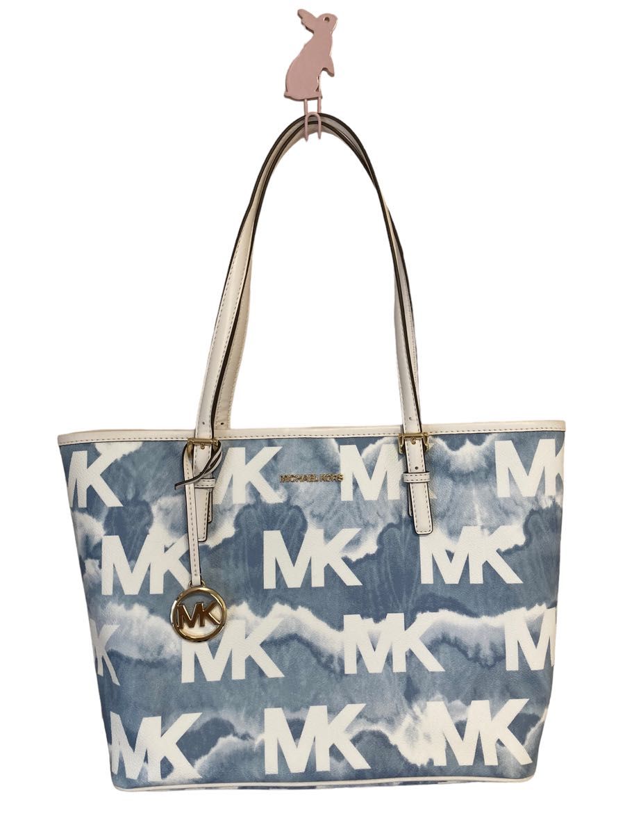 【新品未使用】マイケルコース トート ハンド バック ショルダー シグネチャー ブルー MICHAEL KORS 鞄 A4収納可