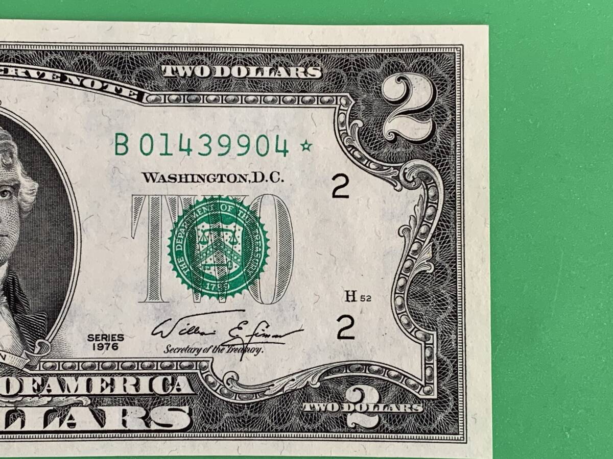 ☆ アメリカ 建国200周年記念 2ドル札 スターノート $2 米ドル 1976年 昭和51年 縁起のいい ラッキー 幸運を呼ぶ 紙幣 独立記念 激レア の画像4