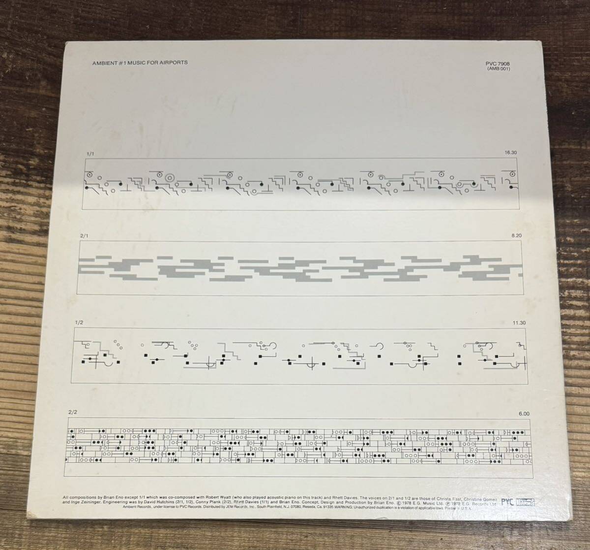 US-ORG オリジナル盤 LPレコード PVC7908】Brian Eno ブライアン・イーノ■Ambient 1 Music For Airports■アンビエント 名盤■ROXY MUSIC _画像3
