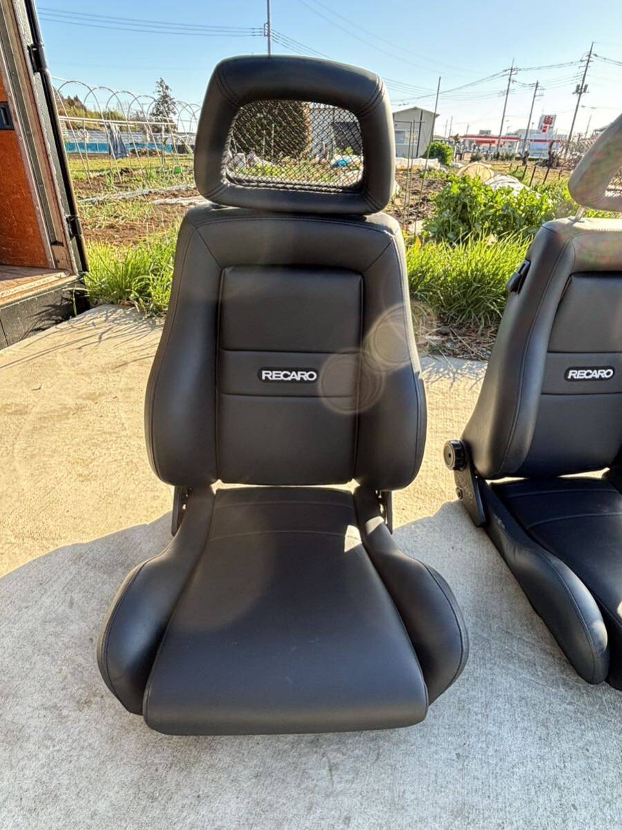 レカロ　 RECARO 2脚セット LS-M 黒フェイクレザー張り替え 張替え 張替 ブラックシングルステッチ 両側ダイヤル_画像7