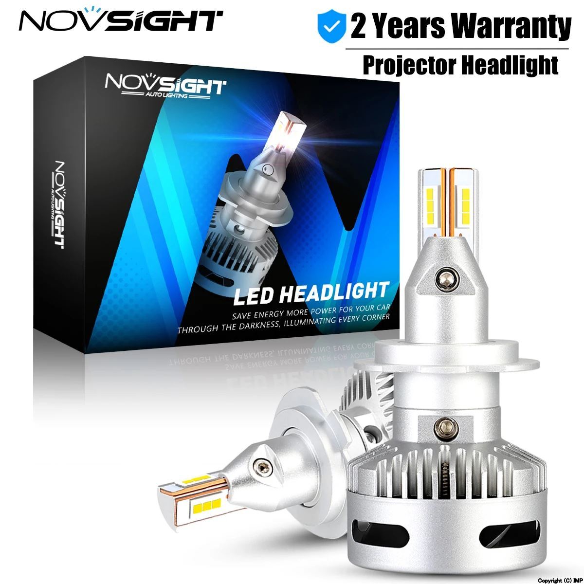 Novsight-ヘッドライト用プロジェクター LED H7 h11 9005/9006 d5 d2/d4 d1/d3/d8 90w 9012 lm 6500k 2個_画像1