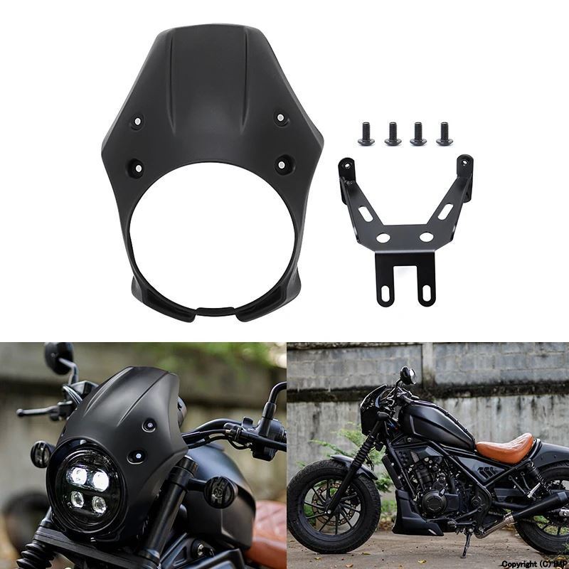 フロントカウルマスク ヘッドライトカバー フロントフロントフロントフォークガラス honda用rebel cmx 500 300 cmx500 2017-2023 マットブ_画像1