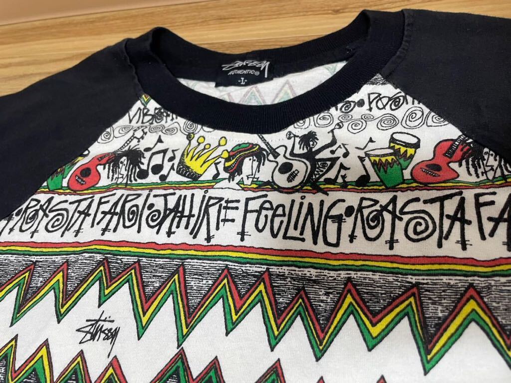 STUSSY OLD IRIE ラグラン Tシャツ ラスタ USA製 美品 Lサイズ STUSSY OLD IRIE ラグラン Tシャツ ラスタ USA製 美品 Lサイズ