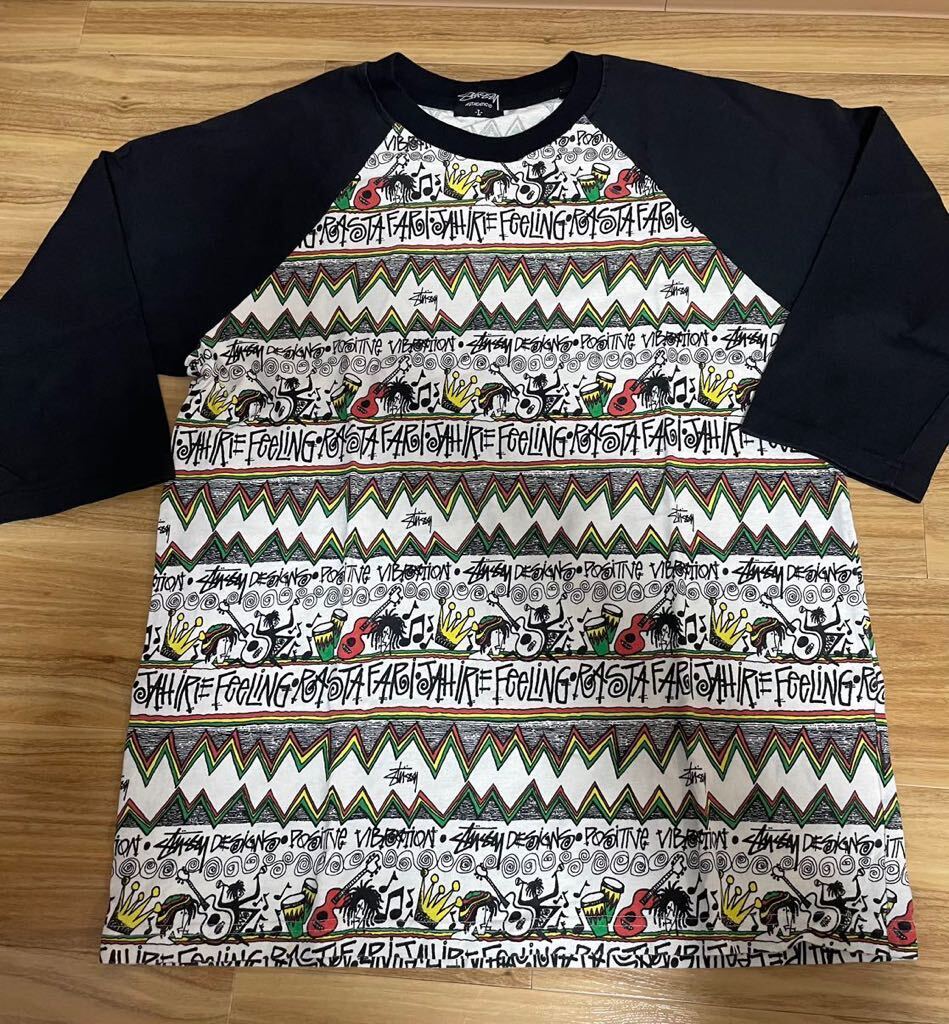 STUSSY OLD IRIE ラグラン Tシャツ ラスタ USA製 美品 Lサイズ STUSSY OLD IRIE ラグラン Tシャツ ラスタ USA製 美品 Lサイズ