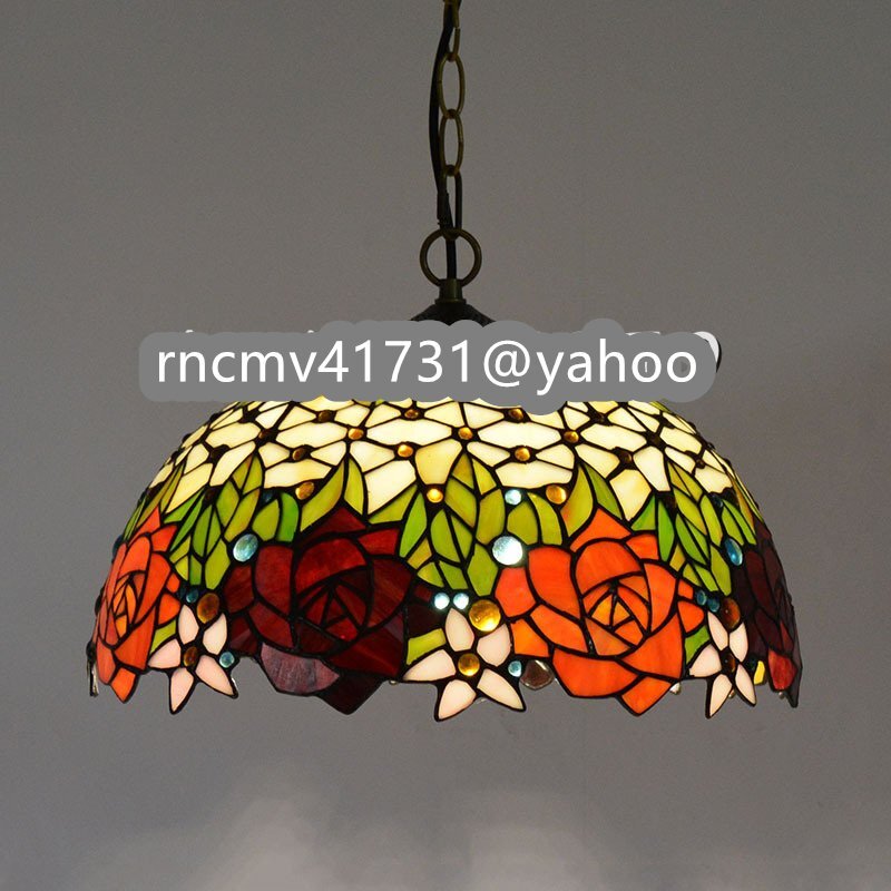 超お買い得!】 花柄 ステンドグラス ペンダントライト 芸術品 超お買い得!】 花柄 ステンドグラス ペンダントライト 芸術品