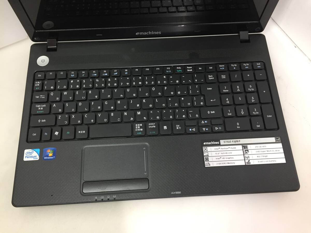 ※★emachines E732Z-F22B/F ノートPC Pentium P6200 2.13GHz 2GB【部品取りに/ジャンク品】_画像3