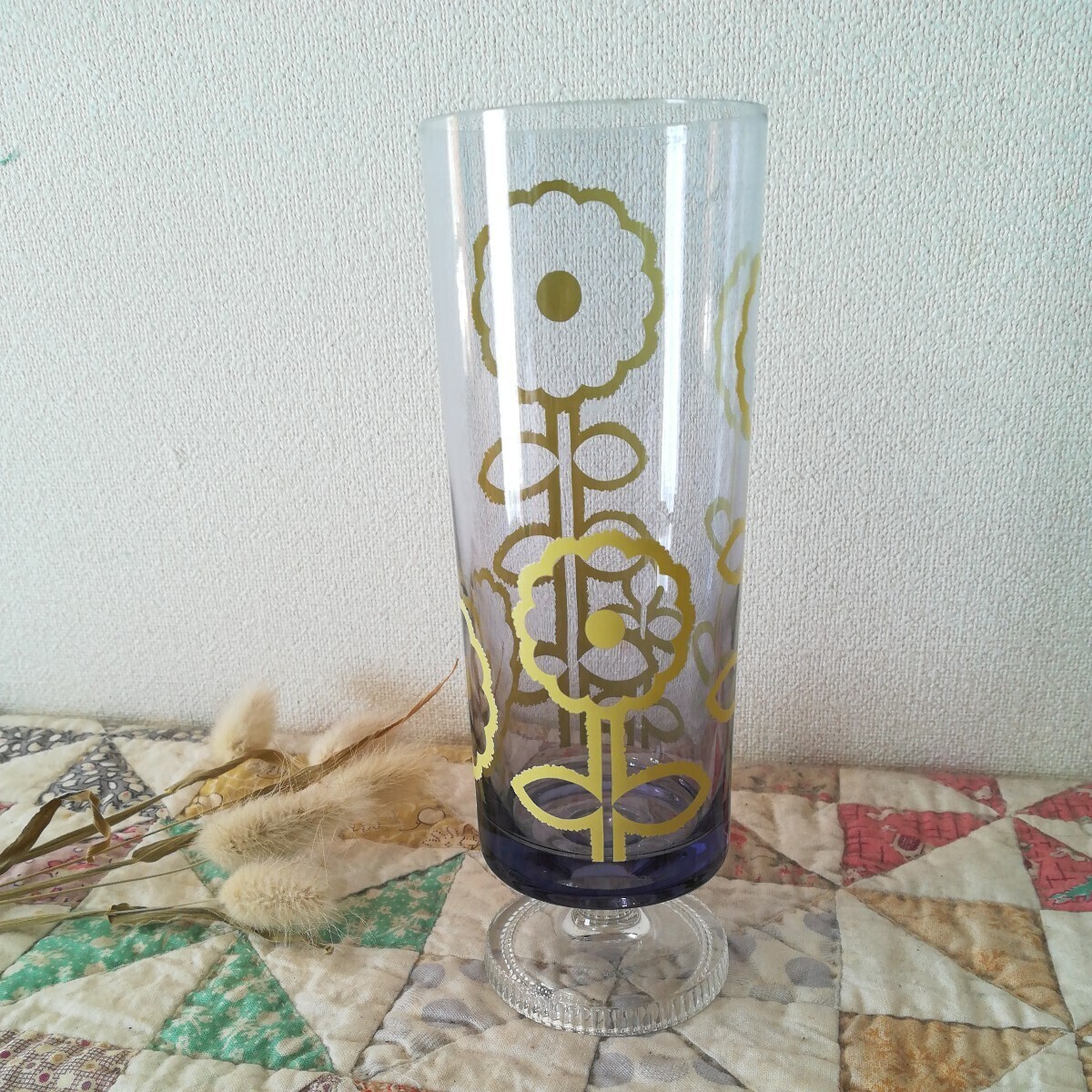 アデリア 脚付きグラス レア  足付きグラス 昭和レトロ  レトロポップ  花柄  ADERIAの画像3