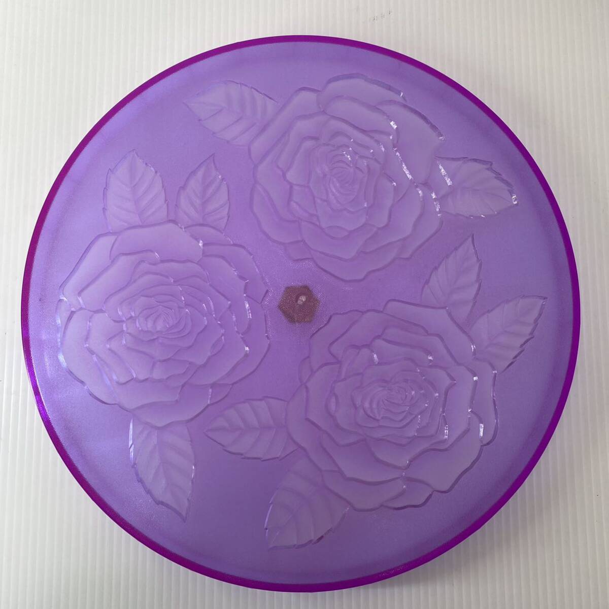 DAIMATSU resin made circle tray rose rose floral print purple color purple series O-Bon retro old tool interior ornament 