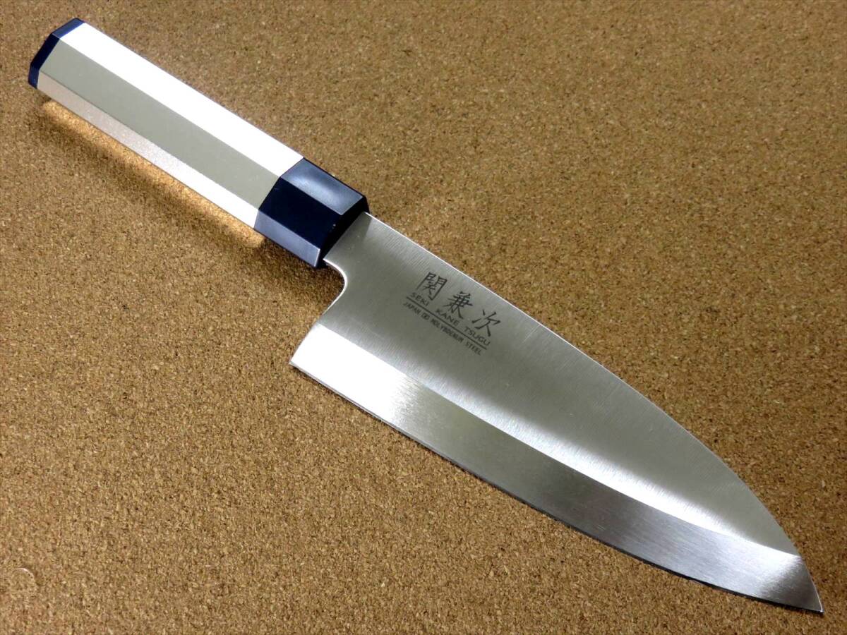 関の刃物 出刃包丁 16.5cm (165mm) 関兼次 アルミ和包丁 大同特殊鋼製モリブデン ステンレス 右利 片刃 魚 鳥 肉解体 厚く重い 日本製_画像2