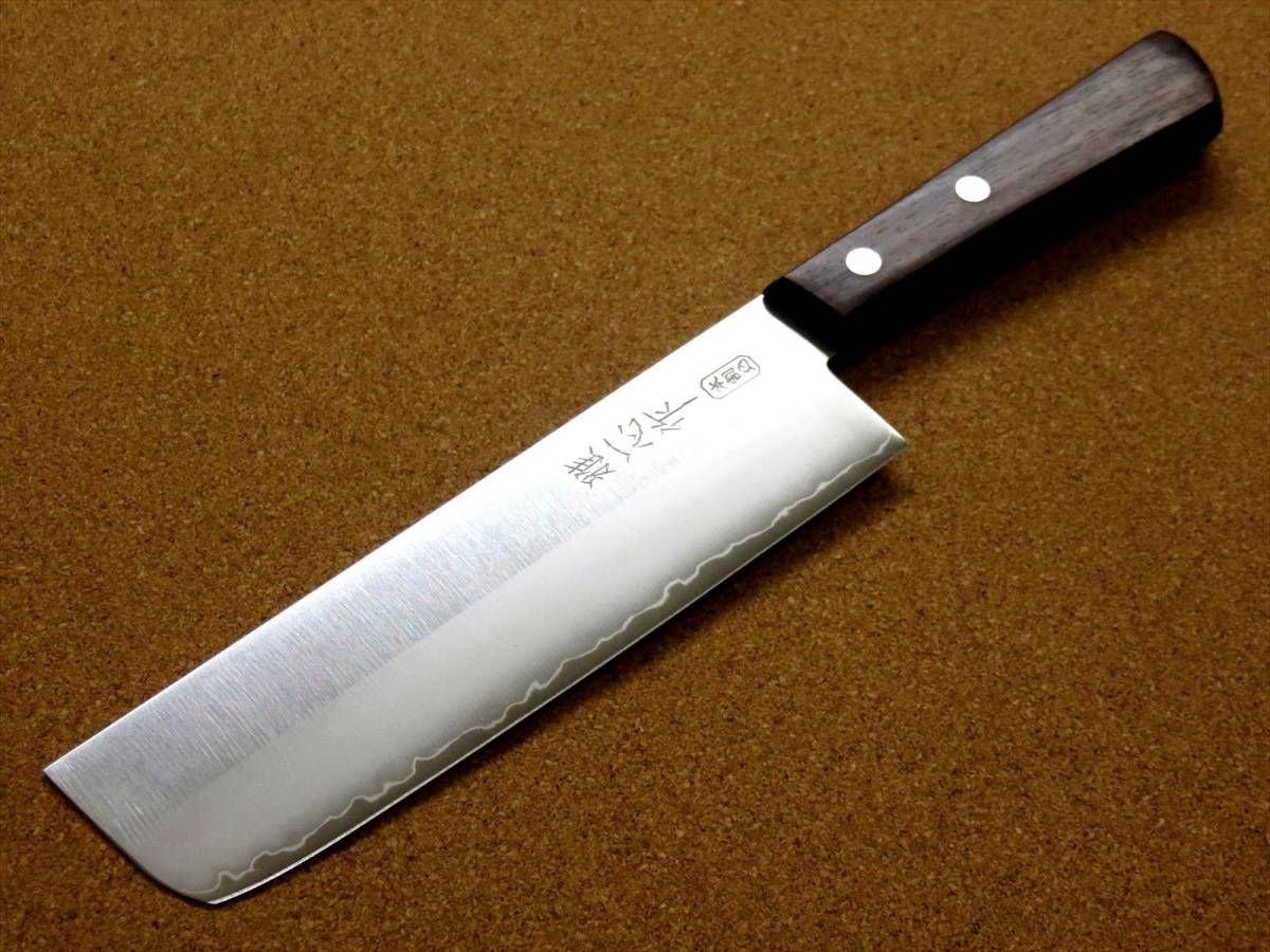 関の刃物 菜切り包丁 16.5cm (165mm) 関兼次 雅一心 三層鋼 本割込 ローズウッド 両刃包丁 家庭用 野菜切り 千切り かつらむき 日本製の画像3