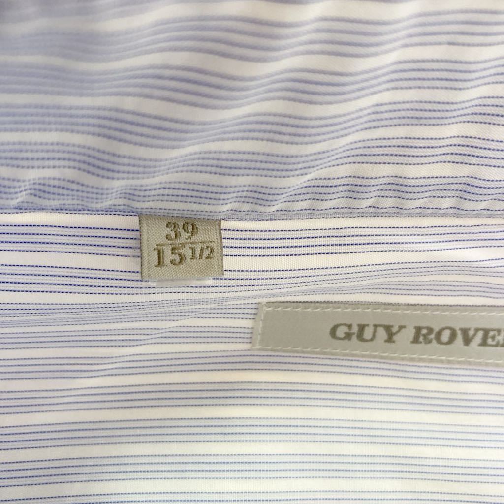 ギローバー GUY ROVER ストライプ ワイドカラーシャツ ブルーxホワイト【サイズ39】ドレスシャツ_画像7