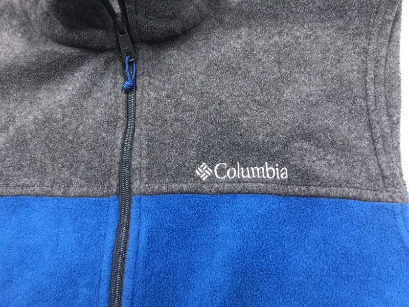  Colombia Columbia American Casual outdoor Zip up fleece the best men's polyester 100% Logo embroidery M blue / gray 