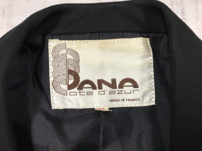 フランス製 DANA Cote D'azur レトロ モード ユーロ トラッド 古着 テーラードジャケット レディース 1つボタン 36 黒_画像2