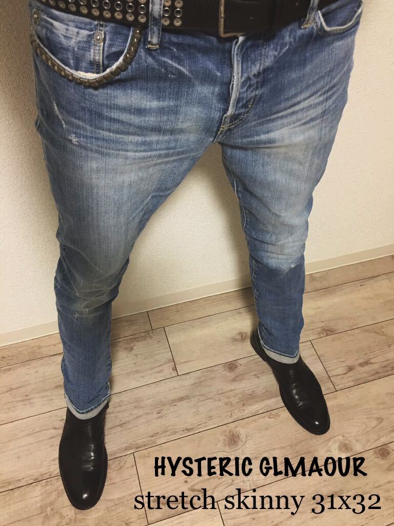 正規 HYSTERIC GLAMOUR SP skinny fit jeans ヒステリックグラマー インディゴウォッシュ 定番ストレッチスキニーデニム size31x32★_画像8