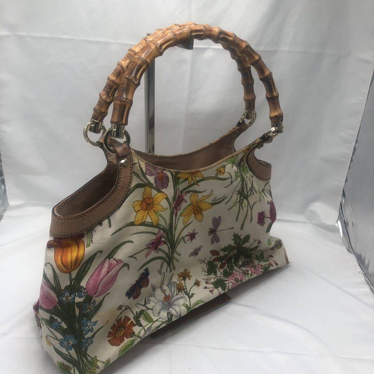 GUCCI フローラ　バンブートート　ハンドバッグ　花柄　137395・002122 中古　YS PWF8_画像2