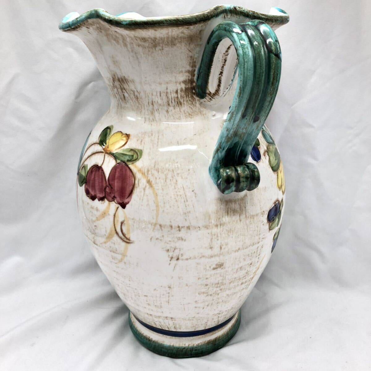 花瓶 花器 陶器 壺 イタリア製 箱付き 花柄 KN-30E2_画像7