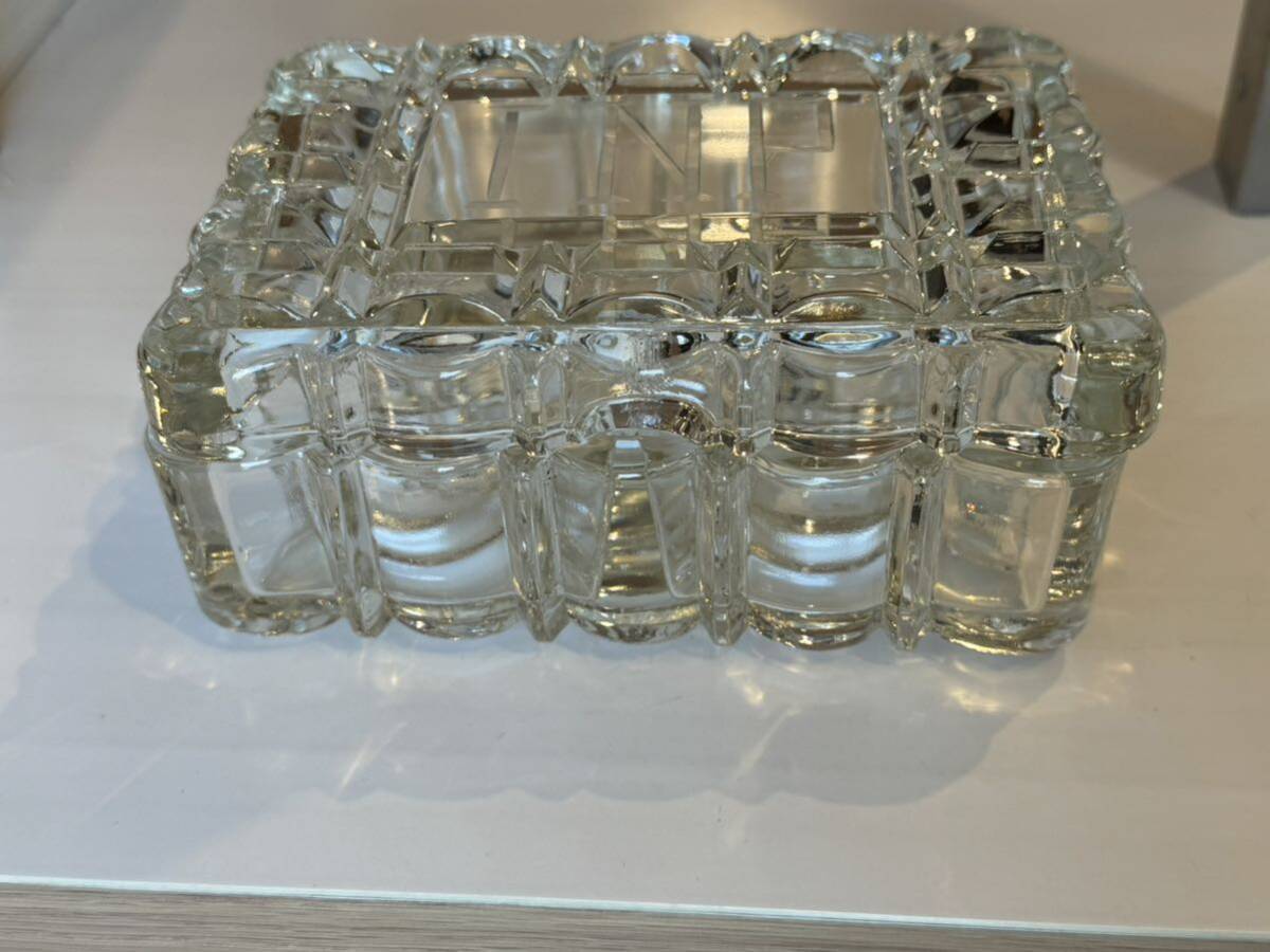クリスタル ガラス シガレットケース 小物入れ ケース 灰皿 アンティーク ビンテージ 雑貨 オブジェの画像4
