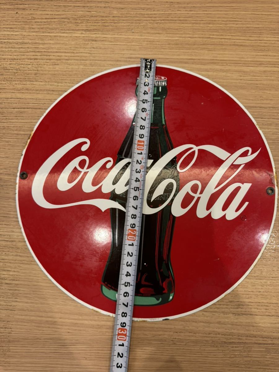 コカコーラ 丸型 看板 昭和レトロ ブリキ インテリア ビンテージ アンティーク USA 雑貨 Coca-Cola コーラ 当時物_画像4