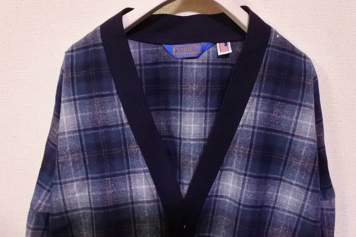 80's PENDLETON ペンドルトン ウール カーディガン オンブレチェック size M USA製 ビンテージ_画像3