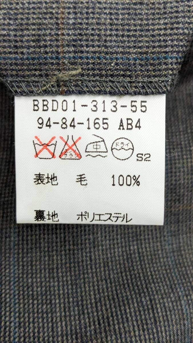 【C】BURBARRY バーバリー スーツ セットアップ 毛100％ メンズ グレー系 M_画像8