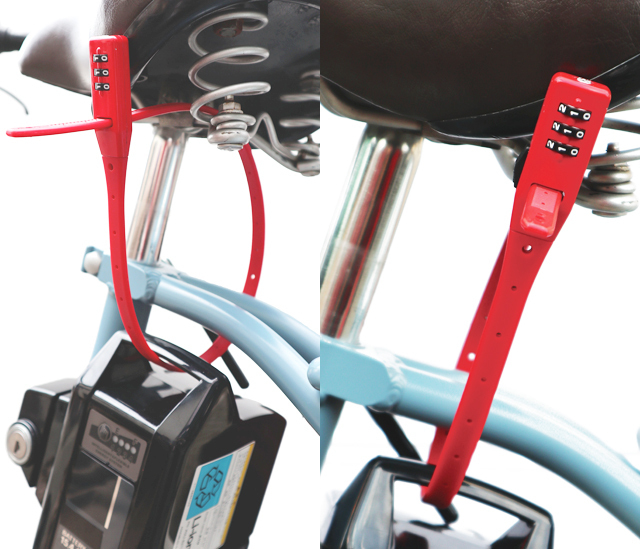 ■【AZ】川住製作所 SOKULOCK ロング ホワイト SL-01WH ヘルメット バッテリー 盗難防止　自転車　ダイヤル式　バンド式　鍵　カギ