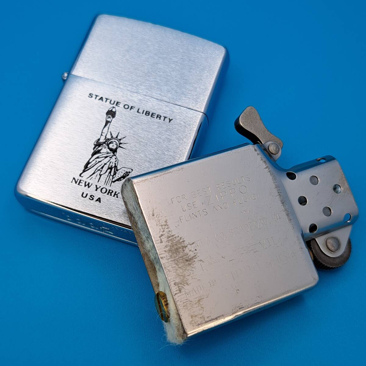 1円～ zippo 美品 自由の女神 ニューヨーク New York 1992年製 シルバー SILVER color ジッポー オイルライター USA ZC25_画像6