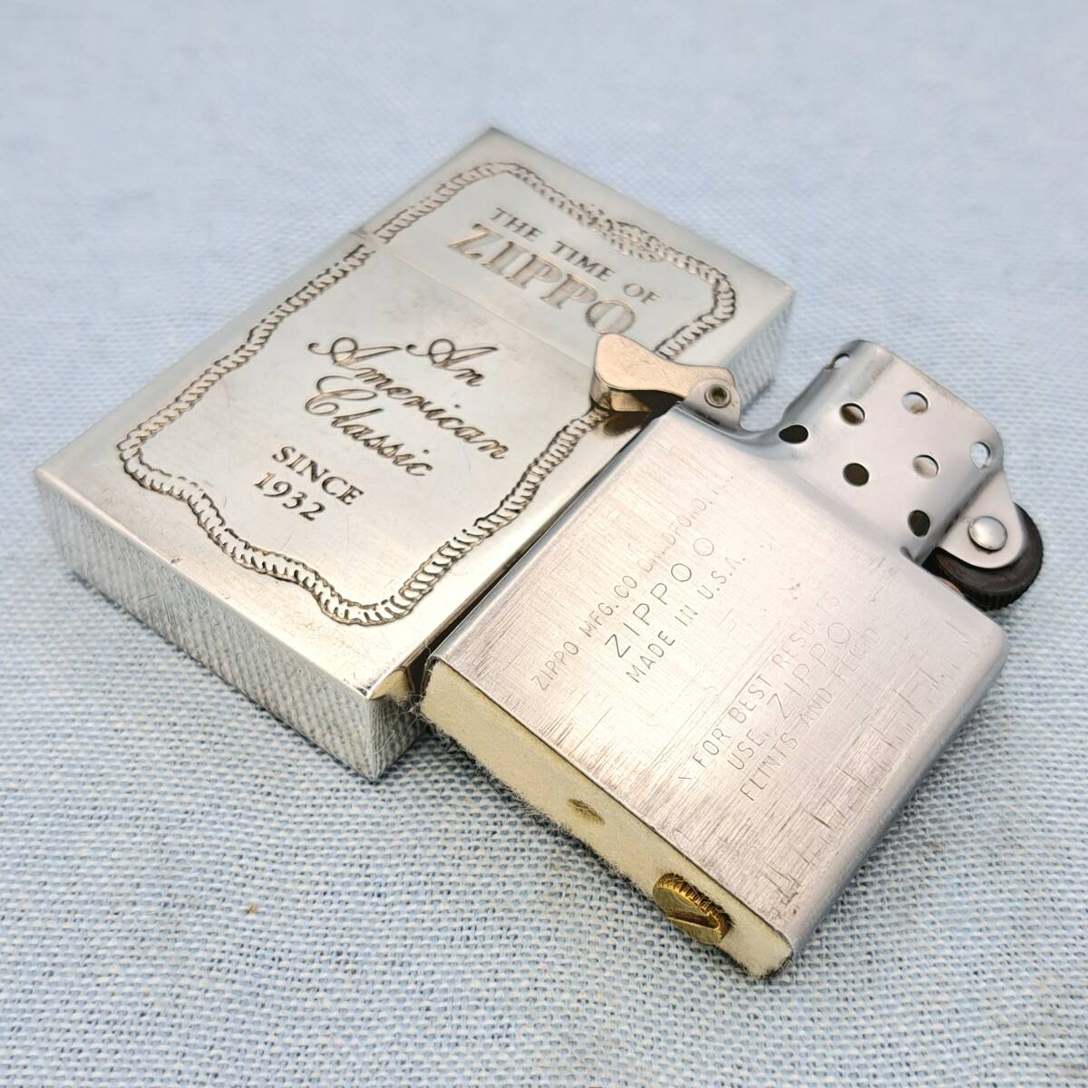 1円～ zippo 美品 ORIGINAL 1932 REPLICAビンテージ レプリカ アメリカンクラシック シルバー SILVER color ジッポー オイルライター ZC45_画像7