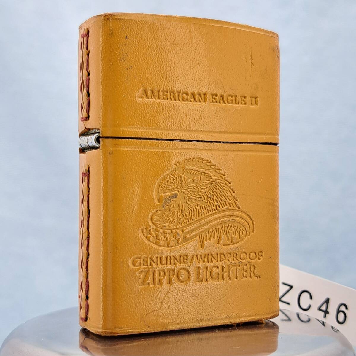 1円～ zippo 美品 アメリカンイーグル AMERICAN EAGLE Ⅱ 革巻き 本革 ジッポー オイルライター USA ZC46_画像1