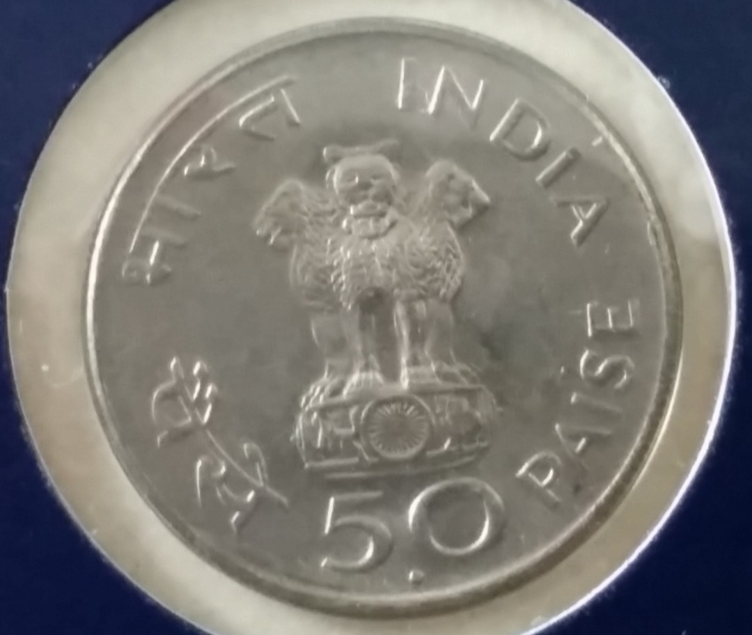 ☆未開封 1948年 インド 50ナヤパイス貨 フランクリンミント「世界の偉大な歴史的コイン」シリーズ☆_画像1