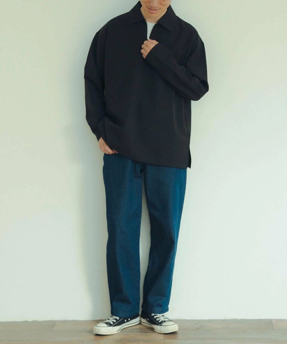 ITEMS URBANRESEARCH アーバンリサーチ ストレッチ布帛 ハーフジップ長袖シャツM_画像4